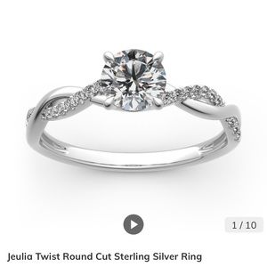 Jeulia Twist Round Cut Sterling Silver Ring (with box)